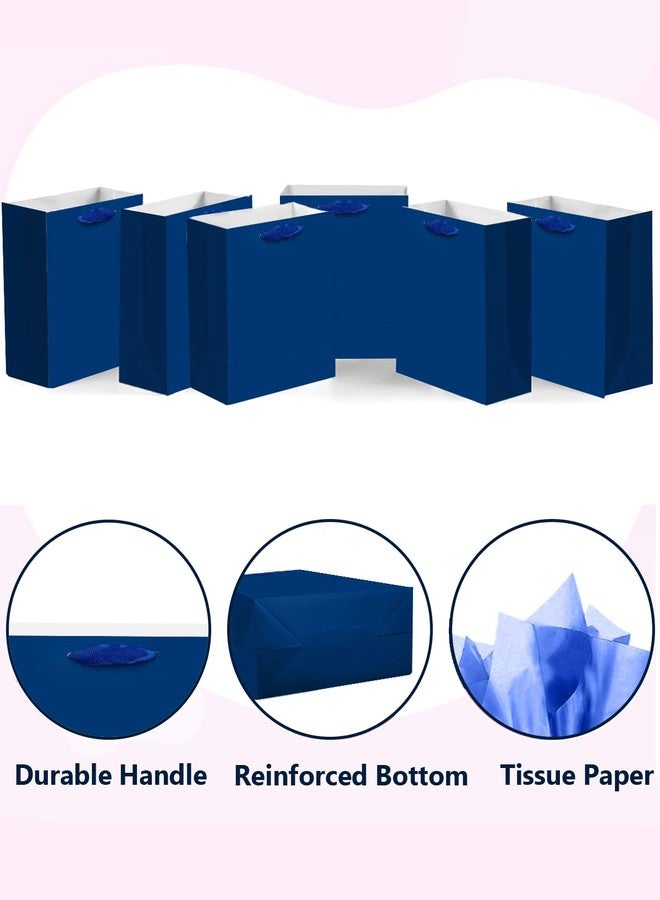 qiqee 24pcs Navy Blue Gift Bags with Tissue Paper for Wedding, Birthday, Party Supplies-7.9"x4.3"x9.6" Medium Size Cardboard Gift Bags（24pcs Bags + Tissue Paper ） - Image 3