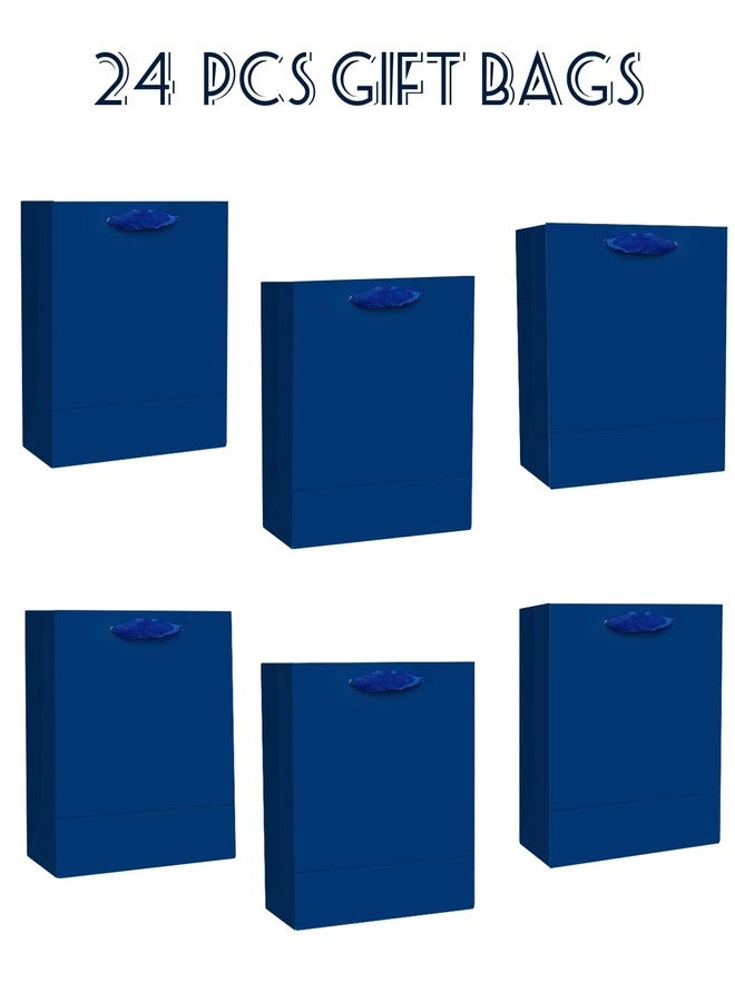 qiqee 24pcs Navy Blue Gift Bags with Tissue Paper for Wedding, Birthday, Party Supplies-7.9"x4.3"x9.6" Medium Size Cardboard Gift Bags（24pcs Bags + Tissue Paper ） - Image 2