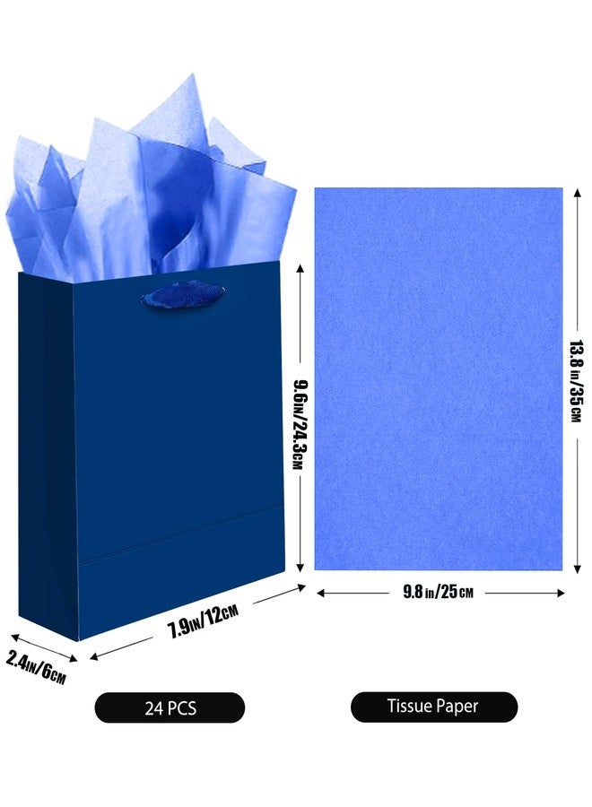 qiqee 24pcs Navy Blue Gift Bags with Tissue Paper for Wedding, Birthday, Party Supplies-7.9"x4.3"x9.6" Medium Size Cardboard Gift Bags（24pcs Bags + Tissue Paper ） - Image 5