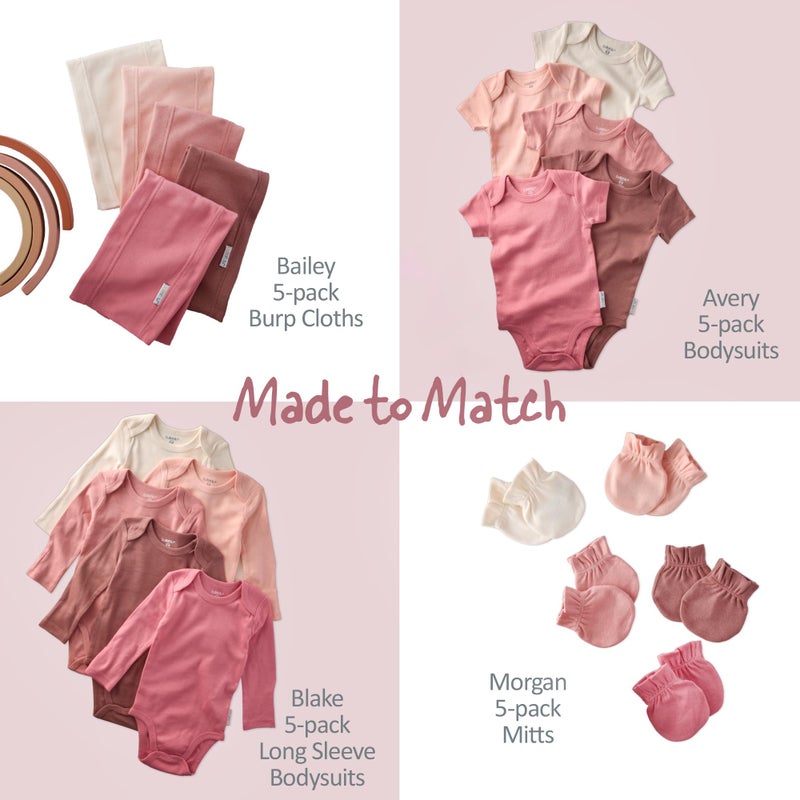 Butterblu Rory 5-Pack Short Sleeve Ruffle Shoulder Bodysuits 100% Organic Cotton for Baby Girls, Sunset, Newborn - Image 3