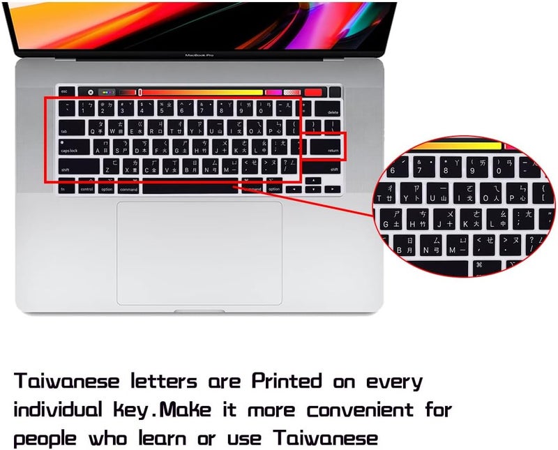 HRH Ultra Thin Taiwanese Language Silicone Keyboard Cover Skin for MacBook Pro 13 inch 2020(Model A2289/A2251/A2338 M1 Chip) and for MacBook Pro 16" 2019 (Model A2141) Accessories - Image 2