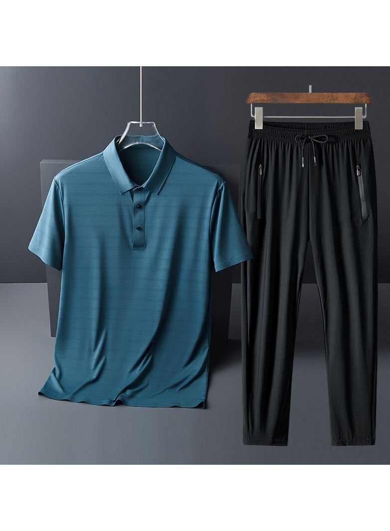 KUYING New Casual Thin Ice Silk Two-Piece Set 