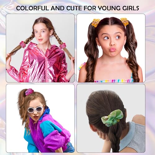 Happy Will Beauty.H.C Shiny Metallic Scrunchies Elastic Hair Bands Hair Tie Ropes Scrunchy Soft Hair bobbles for Ponytail Holder fasion Hair Scrunchies for Girls Party Favorts 24Pcs - Image 5