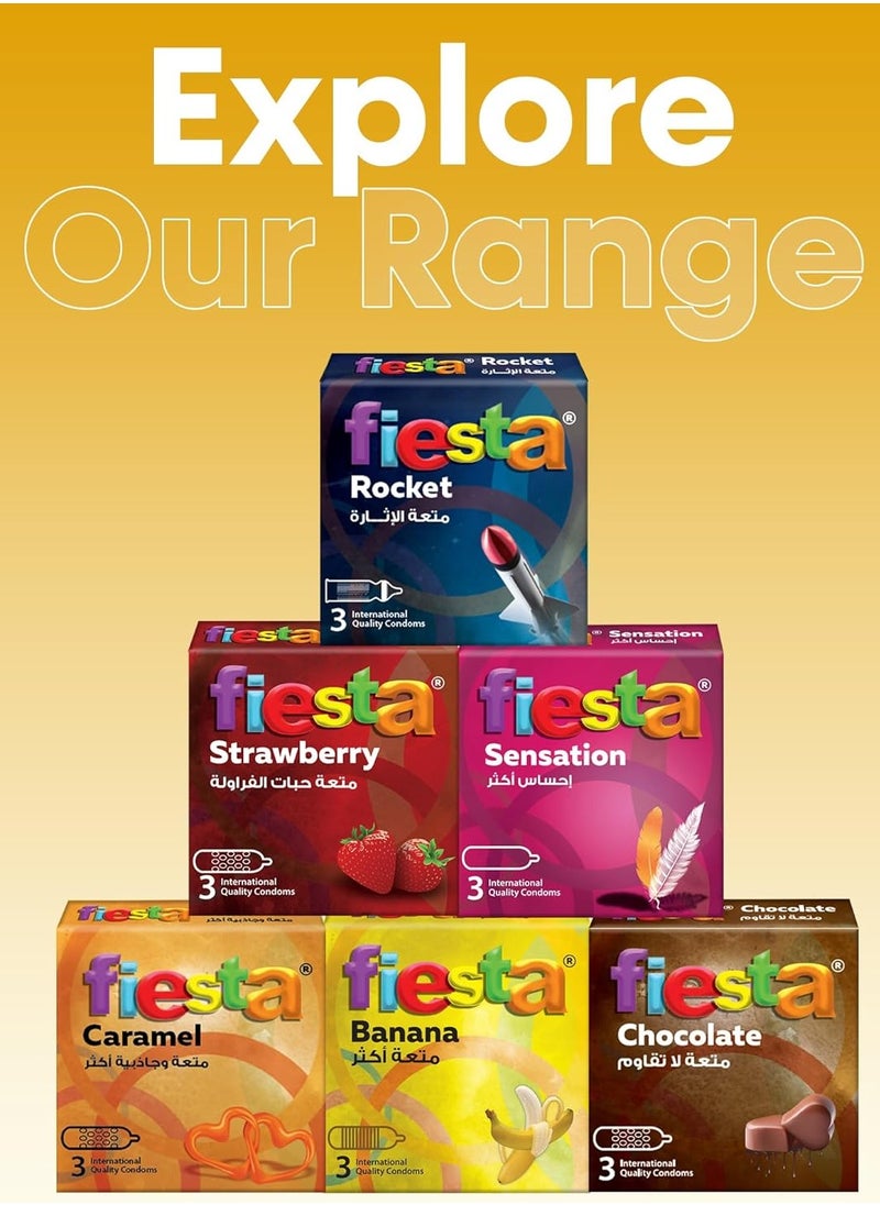 FIESTA - Fiesta Banana Condoms  Ribbed & Flavored 3 Pcs - Image 1