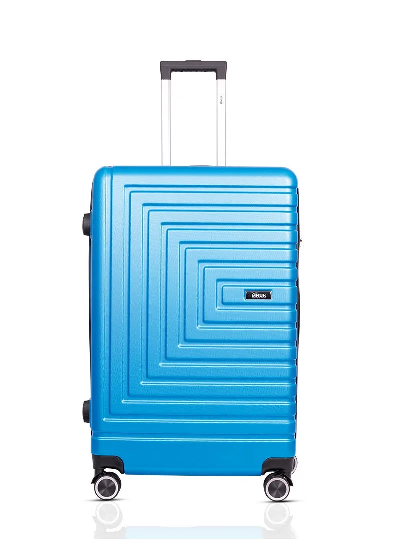 MNUK Pilgrimage Checked Travelling Luggage | Hardside Soft Handle Trolley with TSA Lock |Double 360° 4 Wheeler| Trolley Luggage Bag 28 Inch -Blue