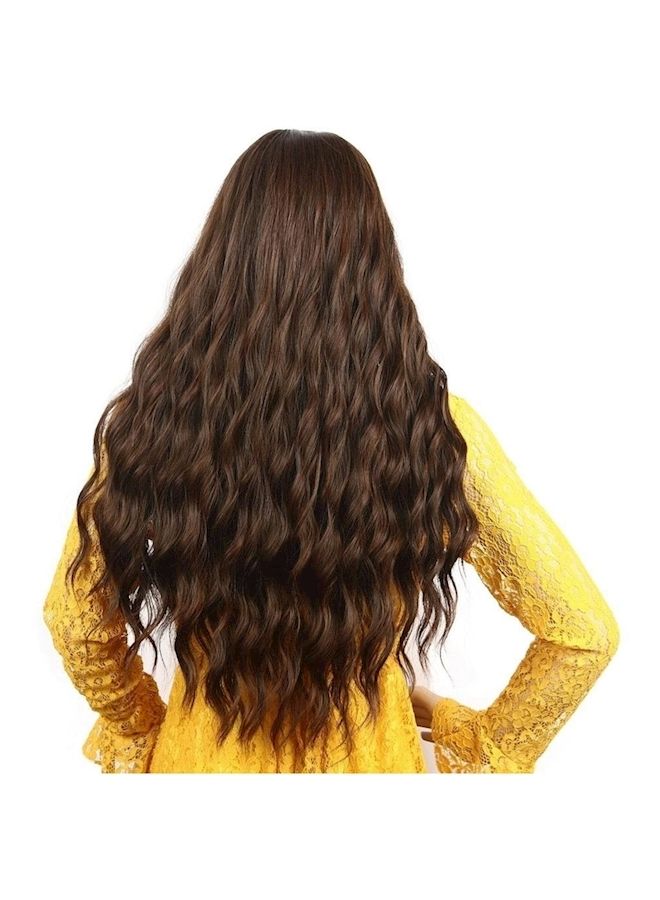 NIBEMINENT Long Curly Synthetic Hair Wig Brown - Image 1
