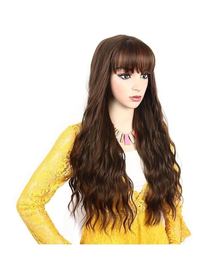 NIBEMINENT Long Curly Synthetic Hair Wig Brown - Image 2