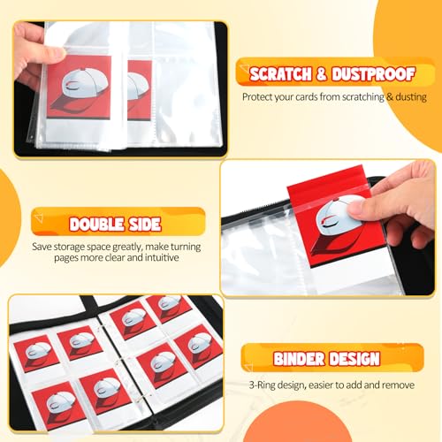 Daisiki Premium Collectible Trading Card Albums，Card Binder Fits 400 Cards with 50 Removable Sleeves，Display Game Card Case book Holder, Boys Hats Themes - Image 4
