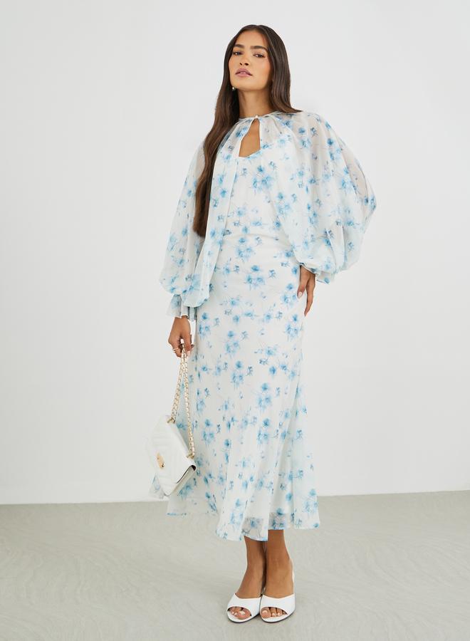 Styli Floral Chiffon Midi Dress - Image 2