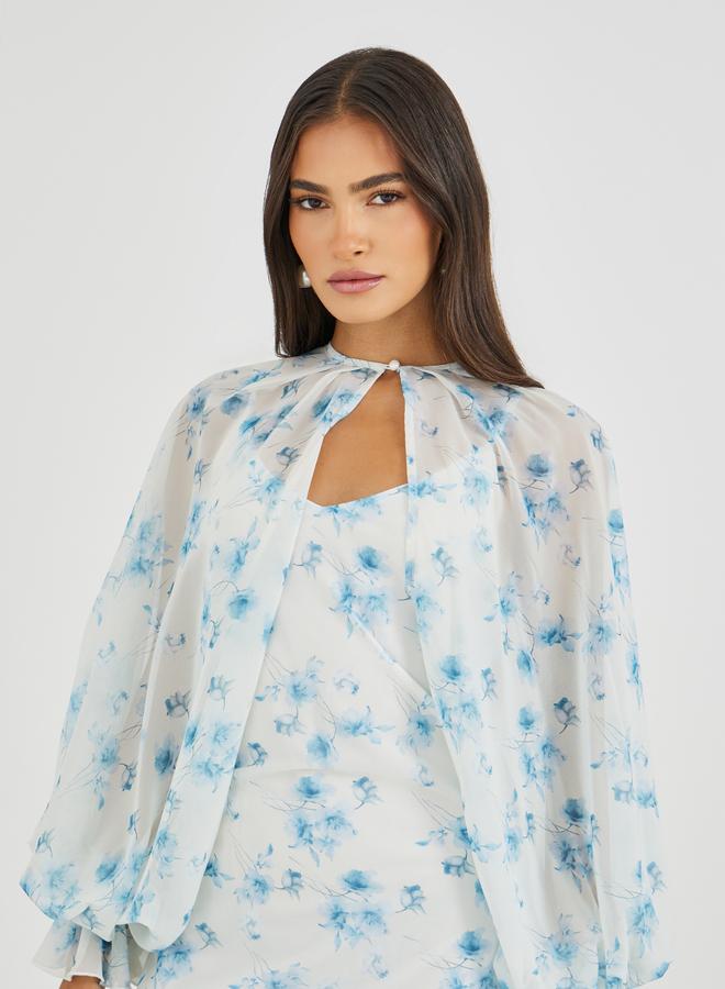 Styli Floral Chiffon Midi Dress - Image 4