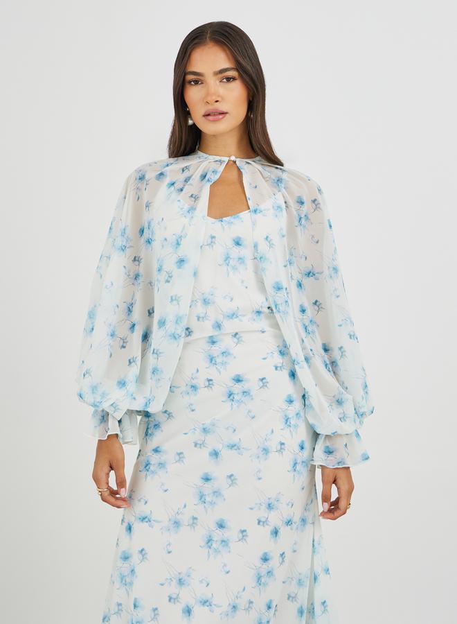 Styli Floral Chiffon Midi Dress - Image 3