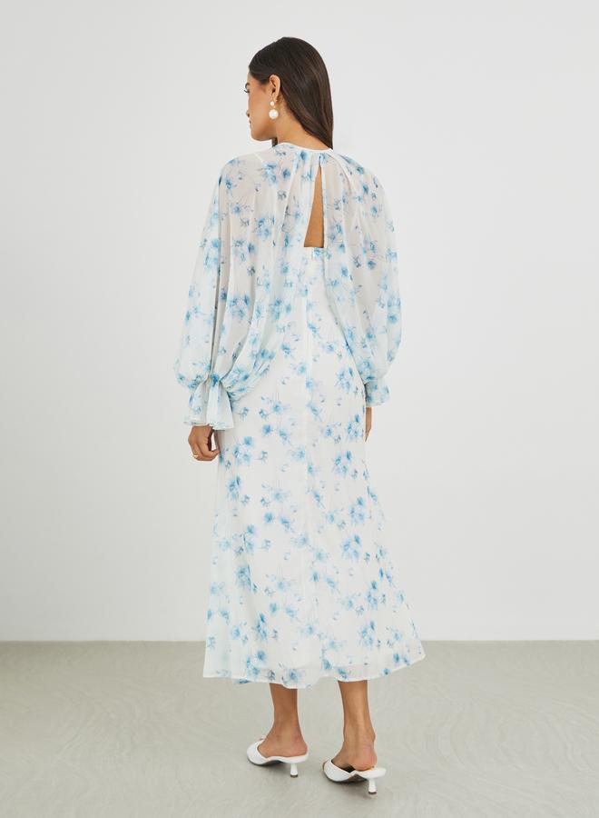 Styli Floral Chiffon Midi Dress - Image 5