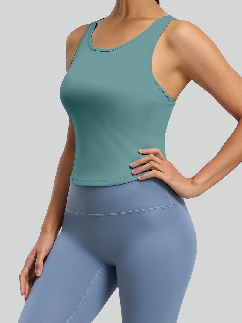 Juyitang Peach Yoga Suit Integrated Fixed Round Neck Tight Anti-Running Cup Sports Suit - Image 4