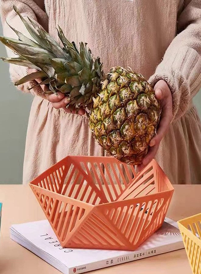MVM Enterprise Fruit Storage Bowl Pentagonal Shape for Dining Table use for Home and Kitchen Pentagon Plastic Basket Storage in Fruit Vegetable Mesh Fruit Holder Covered Fruit Bowl for Kitchen - Image 4