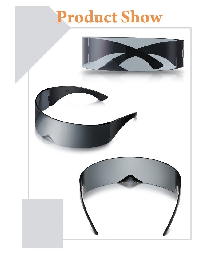 Generic 6 Pieces 80s Futuristic Cyclops Visor Sunglasses with Semi Translucent Back to Future Inspired Costume Futuristic Wrap Visor Sun Glasses for Men Women Cyclops Futuristic Style - Image 5
