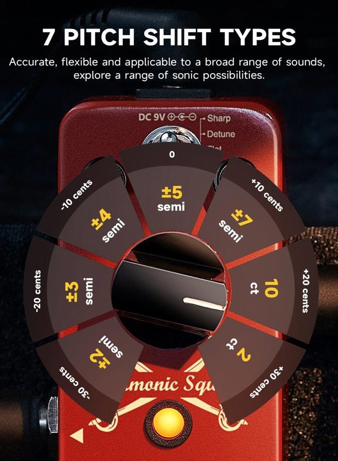 Donner Octave Guitar Pedal, Harmonic Square Digital Octave Mini Pedal Pitch Shifter 7 Shift Types 3 Tone Modes Sharp Detune Flat True Bypass - Image 2