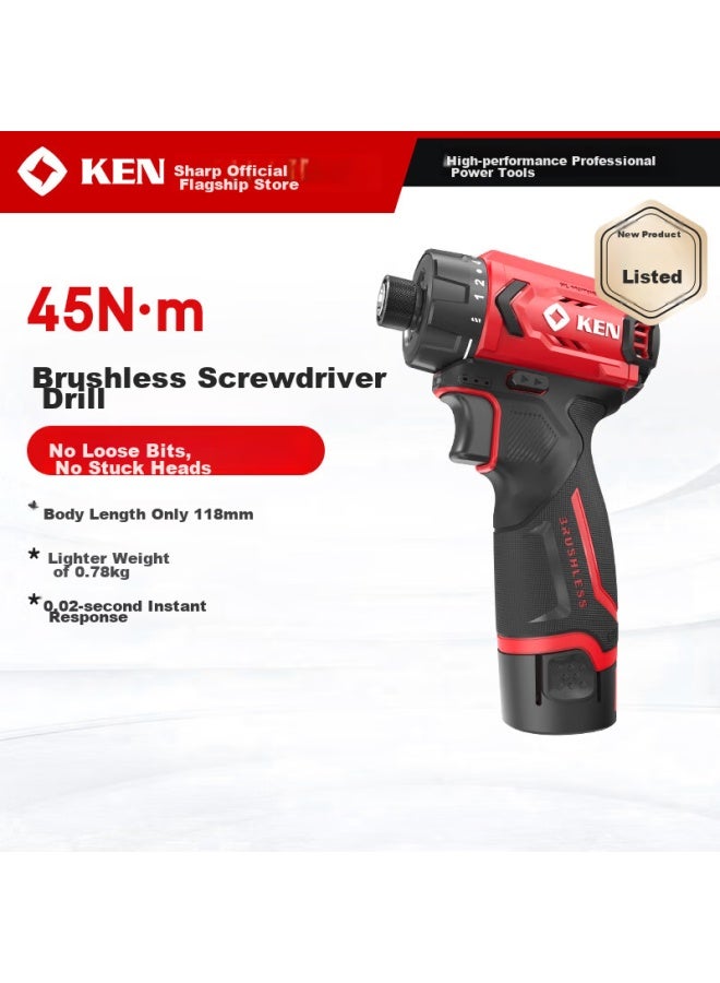 KEN Ruiqi 12v Brushless Screwdriver Drill 7312s, Lithium Battery Hand Drill, Rechargeable Multi-function Screwdriver, Electric Screwdriver - Image 1