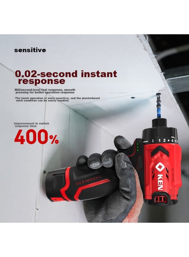 KEN Ruiqi 12v Brushless Screwdriver Drill 7312s, Lithium Battery Hand Drill, Rechargeable Multi-function Screwdriver, Electric Screwdriver - Image 2