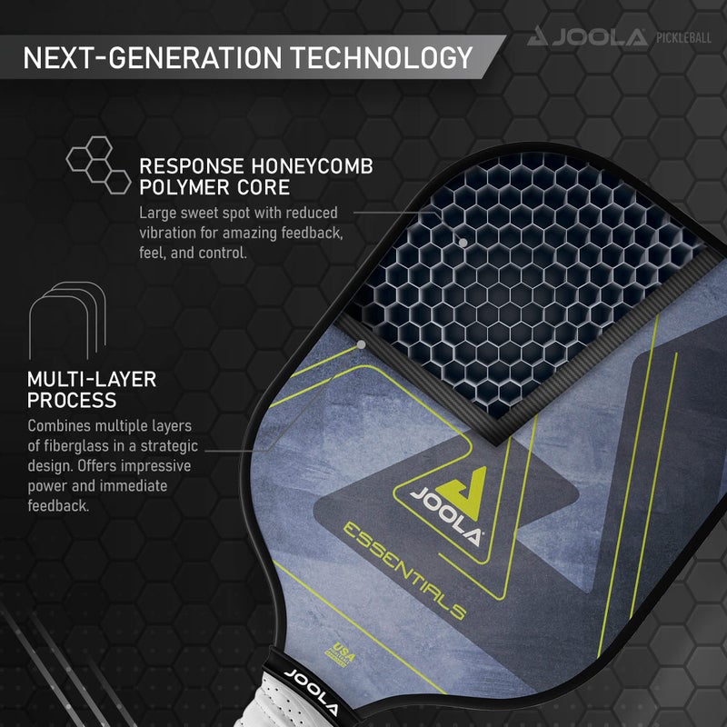 JOOLA Essentials Performance Pickleball Paddle with Reinforced Fiberglass Surface and Honeycomb Polypropylene Core, Blue - Image 4