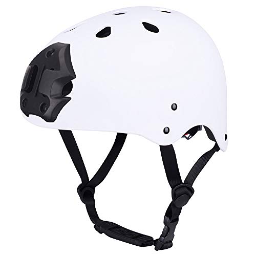 ipoob Adult Kayaking Canoe Whitewater Watersports Helmet with Camera Clamp Mount Plate (Matte White, Medium) - Image 5
