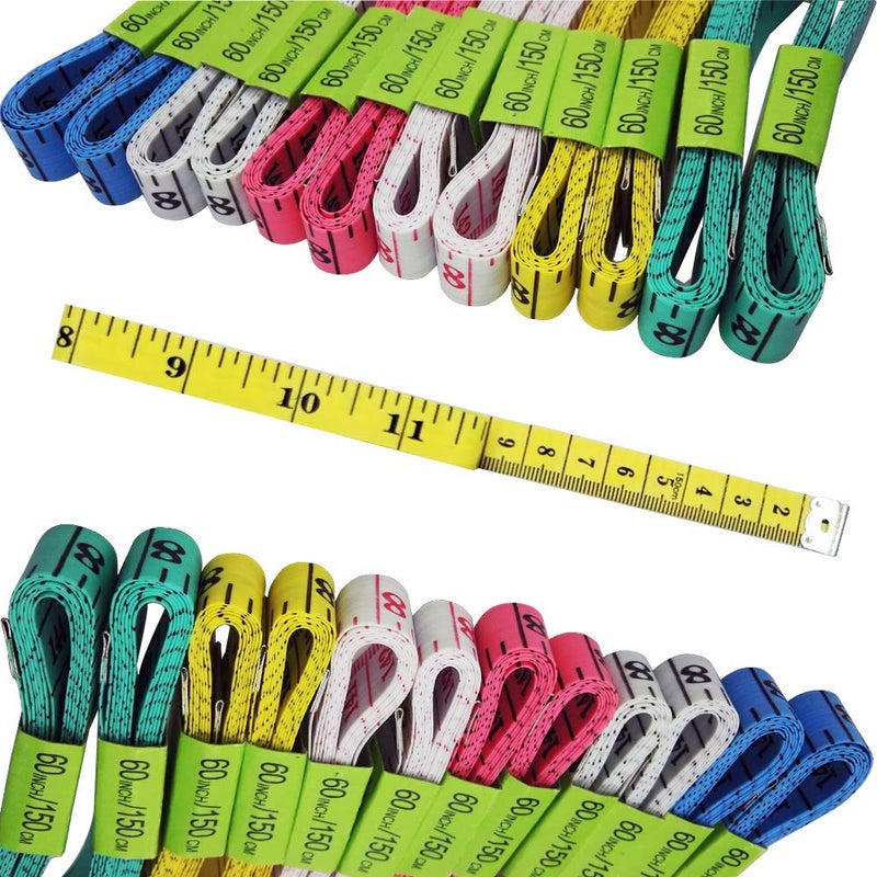 FF Elaine 24 Pcs DoubleScale 60Inch150cm Soft Tape Measure Ruler Bulk for Sewing Tailor Cloth Weight Loss Medical Body Measurement Sewing Supplies Knitting Projects 6 Colors