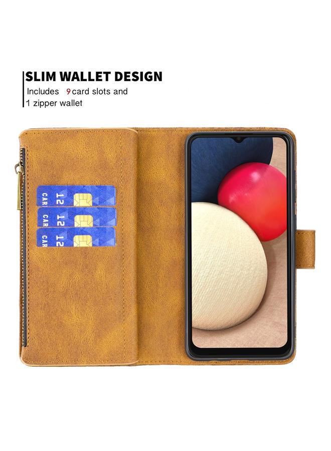 S-TOP Case For Samsung Galaxy A02s Flying Butterfly Embossing Pattern Zipper Horizontal Flip Leather Case with Holder & Card Slots & Wallet - Image 4