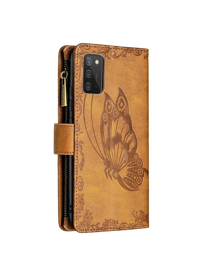 S-TOP Case For Samsung Galaxy A02s Flying Butterfly Embossing Pattern Zipper Horizontal Flip Leather Case with Holder & Card Slots & Wallet - Image 3