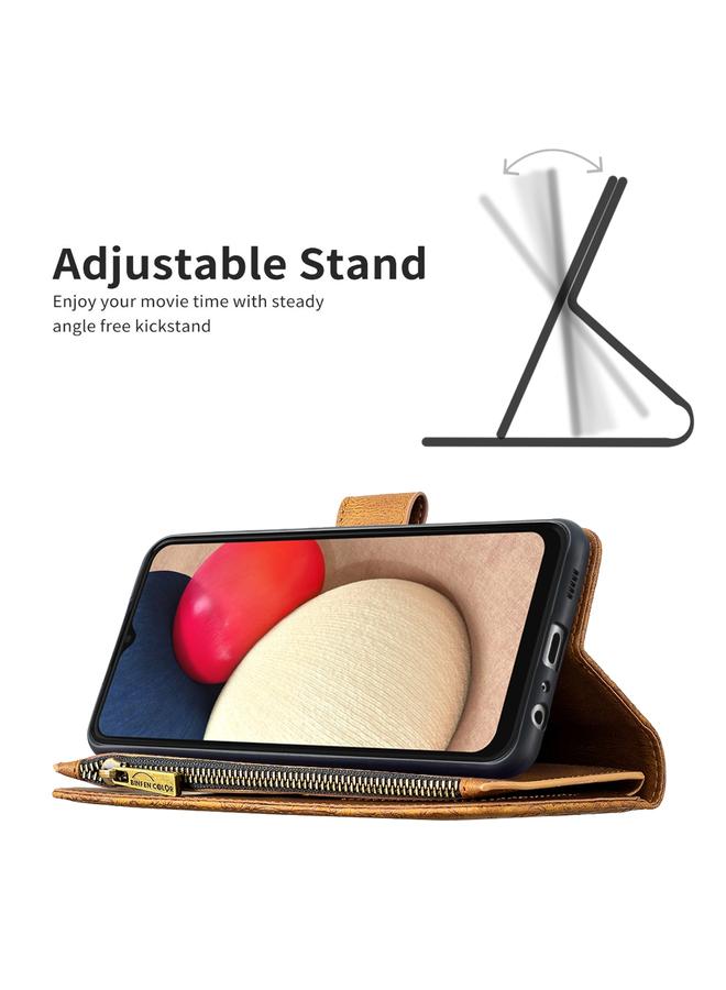 S-TOP Case For Samsung Galaxy A02s Flying Butterfly Embossing Pattern Zipper Horizontal Flip Leather Case with Holder & Card Slots & Wallet - Image 5