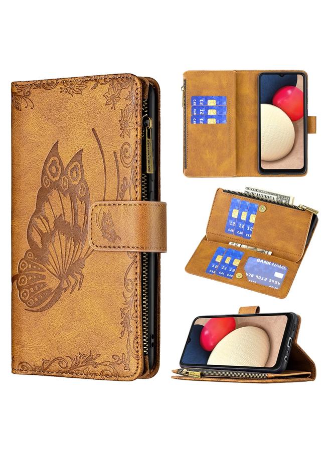 S-TOP Case For Samsung Galaxy A02s Flying Butterfly Embossing Pattern Zipper Horizontal Flip Leather Case with Holder & Card Slots & Wallet - Image 1