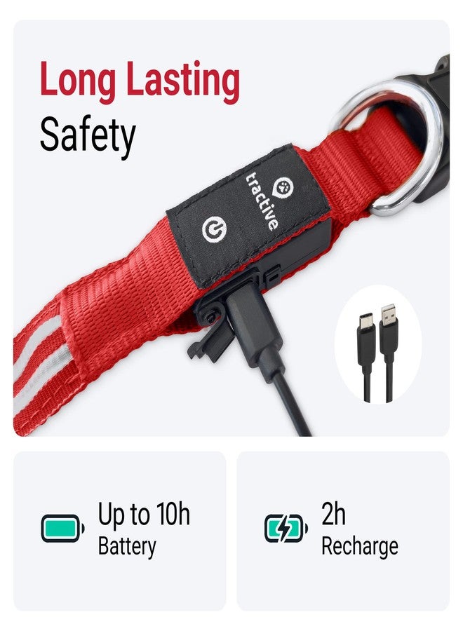 Tractive LED Light Up Dog Collar USB Rechargeable Waterproof (Red) - Image 5