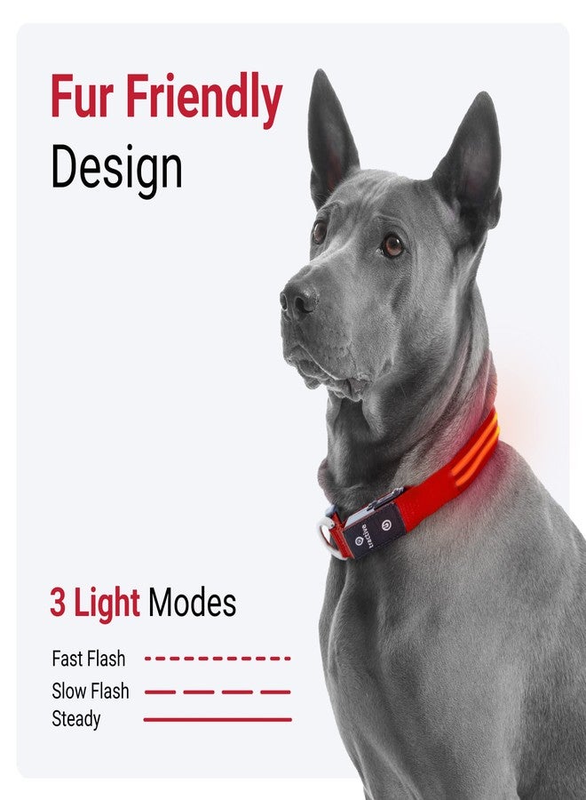 Tractive LED Light Up Dog Collar USB Rechargeable Waterproof (Red) - Image 3