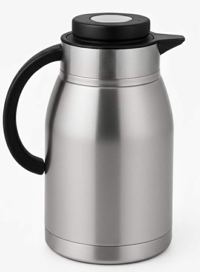 Happy Home Stainless Steel Thermal Coffee Carafe, 2 Liter Tea and Coffee Dispenser Jug, Double Walled Vacuum Insulated Thermos Teapot for Keeping Your Drink Hot (Silver) - Image 2