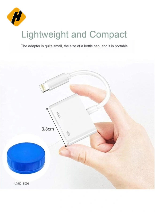 HuHa Lightning to HDMI Adapter,1080P Digital Sync Screen Converter AV Adapter with Charging Port Compatible with iPhone 12/11/XS/XR/X/8 iPad on HDTV/Monitor/Projector Support All iOS  - Image 2