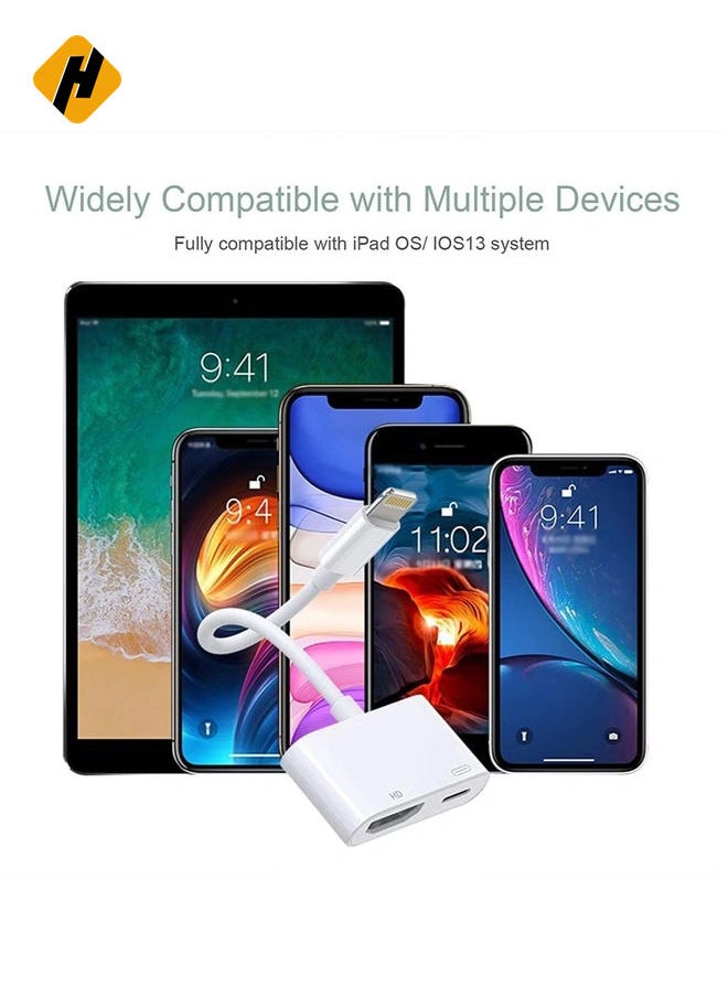 HuHa Lightning to HDMI Adapter,1080P Digital Sync Screen Converter AV Adapter with Charging Port Compatible with iPhone 12/11/XS/XR/X/8 iPad on HDTV/Monitor/Projector Support All iOS  - Image 3