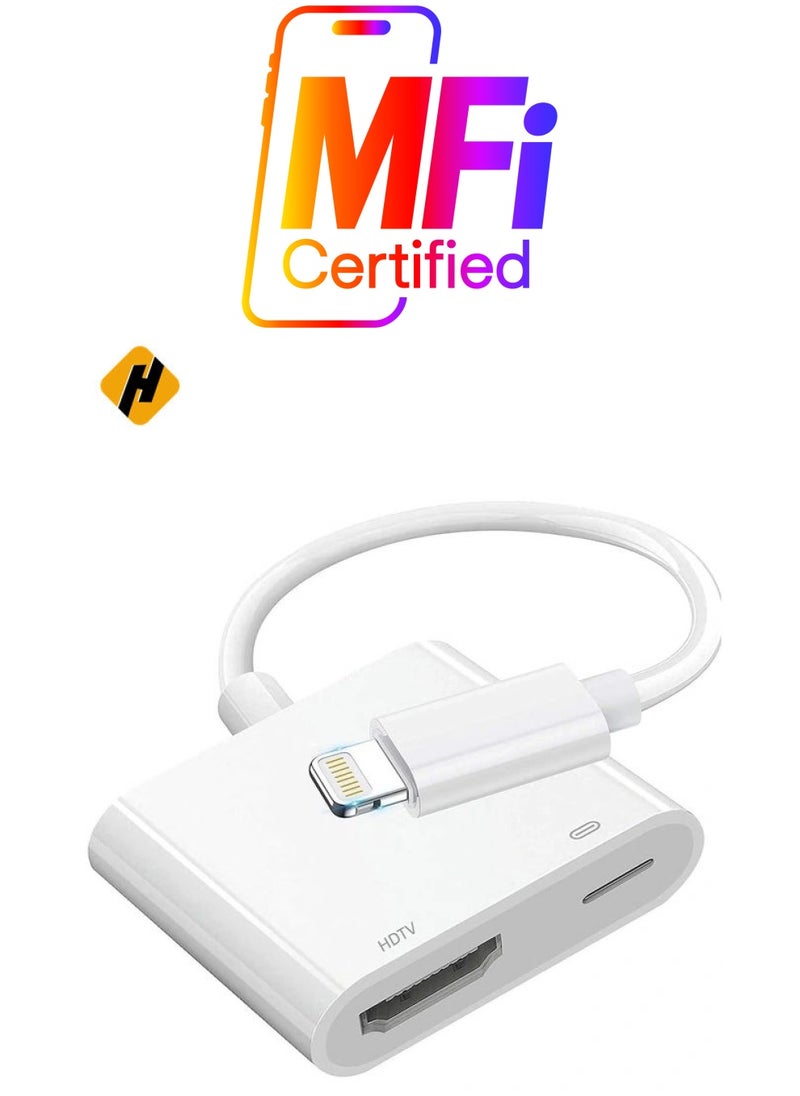 HuHa Lightning to HDMI Adapter,1080P Digital Sync Screen Converter AV Adapter with Charging Port Compatible with iPhone 12/11/XS/XR/X/8 iPad on HDTV/Monitor/Projector Support All iOS  - Image 1