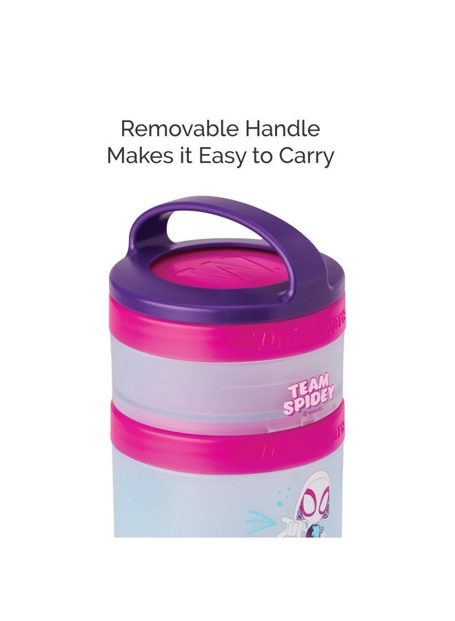 Whiskware Spider-Man Team Spidey Stackable Snack Containers for Babies, Kids, and Toddlers, 3 Stackable Snack Cups for School or Travel, Cupholder Friendly, Gwen Stacy - Image 4