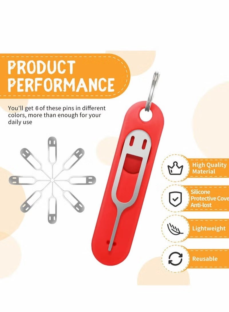 6 Pieces Sim Card Removal Tool - Sim Card Tray Pin Eject Removal Tool Pin Opener for Most Smartphones Sim Card Tool Opener Silicone Cover Eject Pin Smartphone Pin  - Image 2