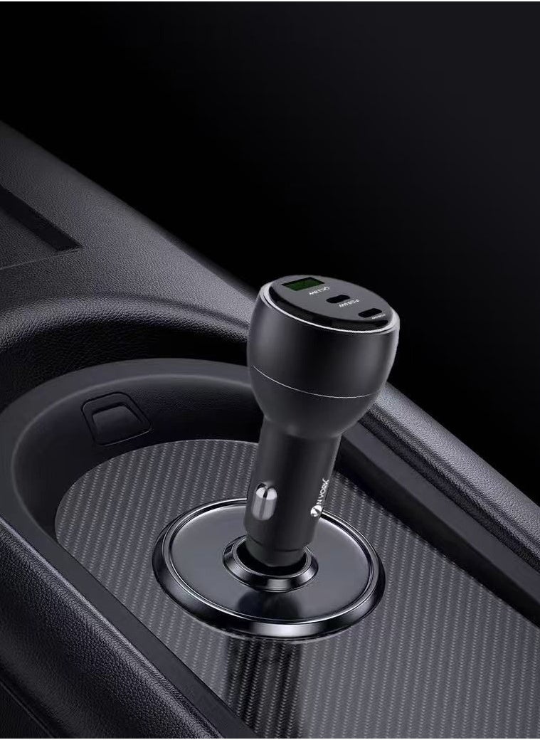 NYORK 95W USB-C Car Charger, Ultra-Compact 3 In 1 Car Adapter With 2 Super-Fast  USB Type-C Power Delivery Port And High-Speed  QC 3.0 USB Port Black  - Image 3