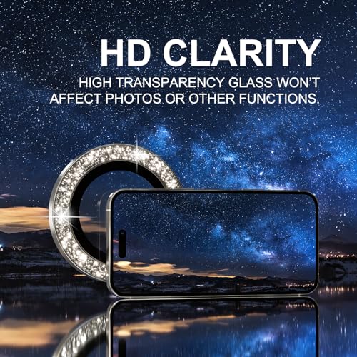 Choiche Compatible for iPhone 16 Pro/iPhone 16 Pro Max Camera Lens Protector Bling, 9H Tempered Glass Camera Cover Screen Protector Metal Ring Decoration Accessories(Glitter-Titanium Natural) - Image 5