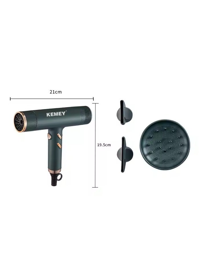 KEMEY High-Speed Negative Ion Hair Dryer | 110,000 RPM Brushless Motor | 1500W | Low Noise | 3-Speed & Hot/Cold Air Settings - Image 3