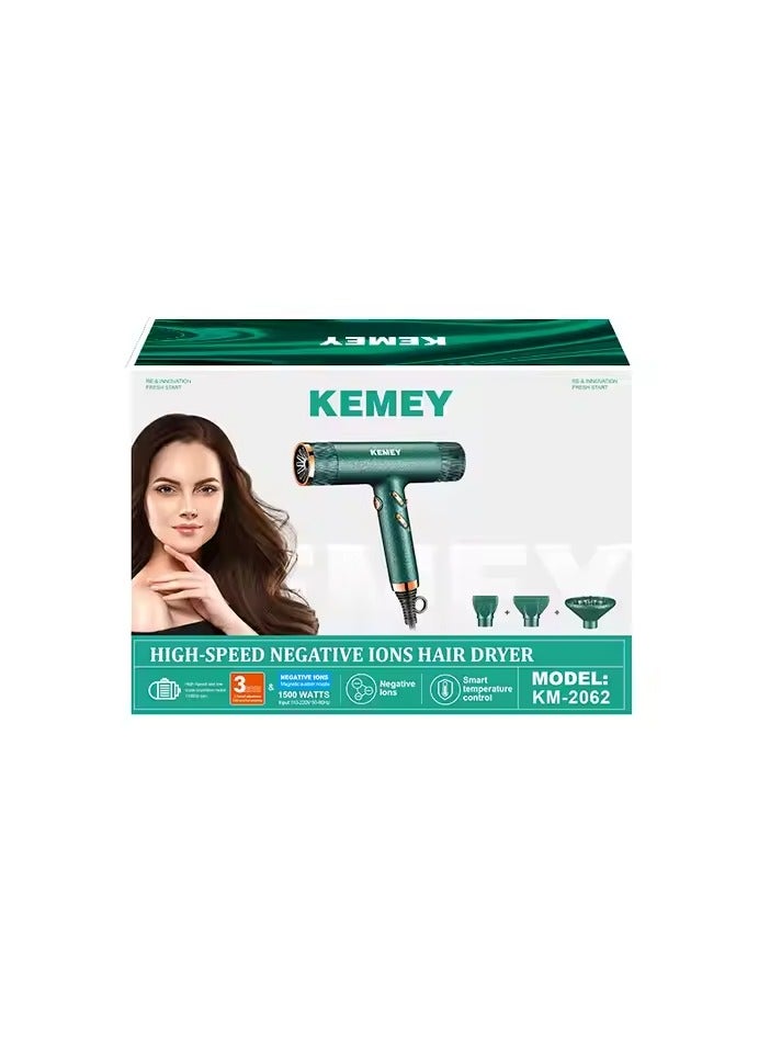 KEMEY High-Speed Negative Ion Hair Dryer | 110,000 RPM Brushless Motor | 1500W | Low Noise | 3-Speed & Hot/Cold Air Settings - Image 4