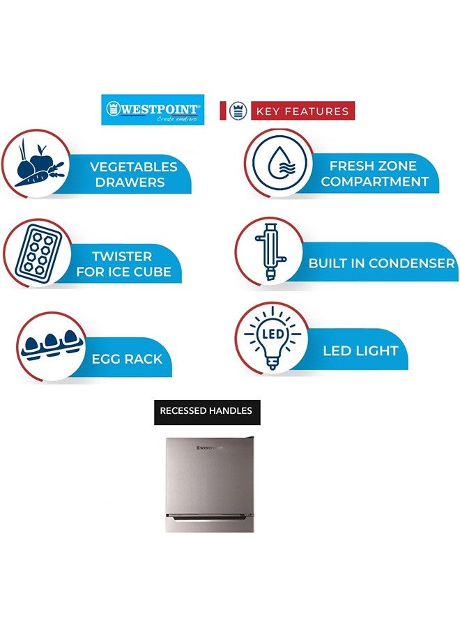 WESTPOINT 300 Liters Double Door No Frost, Top Mounted with Fresh Zone Compartment, Egg Rack, Twister for Ice Cube, Built in Condenser, One Year Warranty 320 L WNN-3023ERI Silver - Image 2