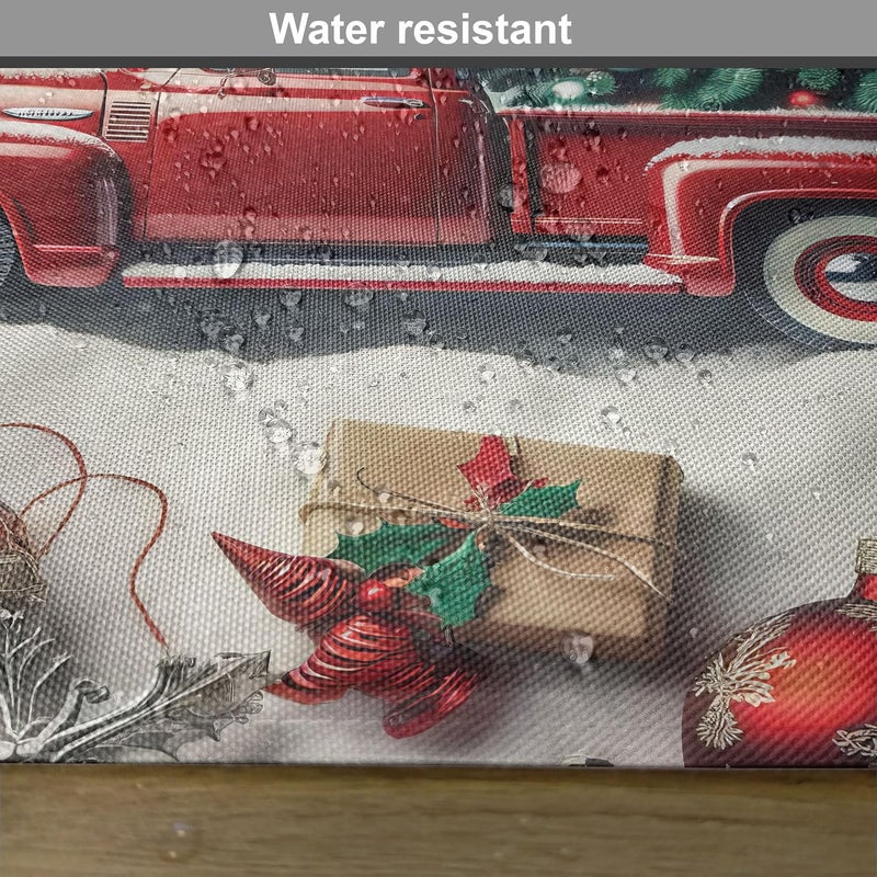 Ambesonne Christmas Place Mats Set of 4 Vintage Red Truck with a Pine Tree and Holiday Season Ornaments Snowy Winter Washable Fabric Placemats for Dining Table Standard Size Grey Teal Ruby - Image 5