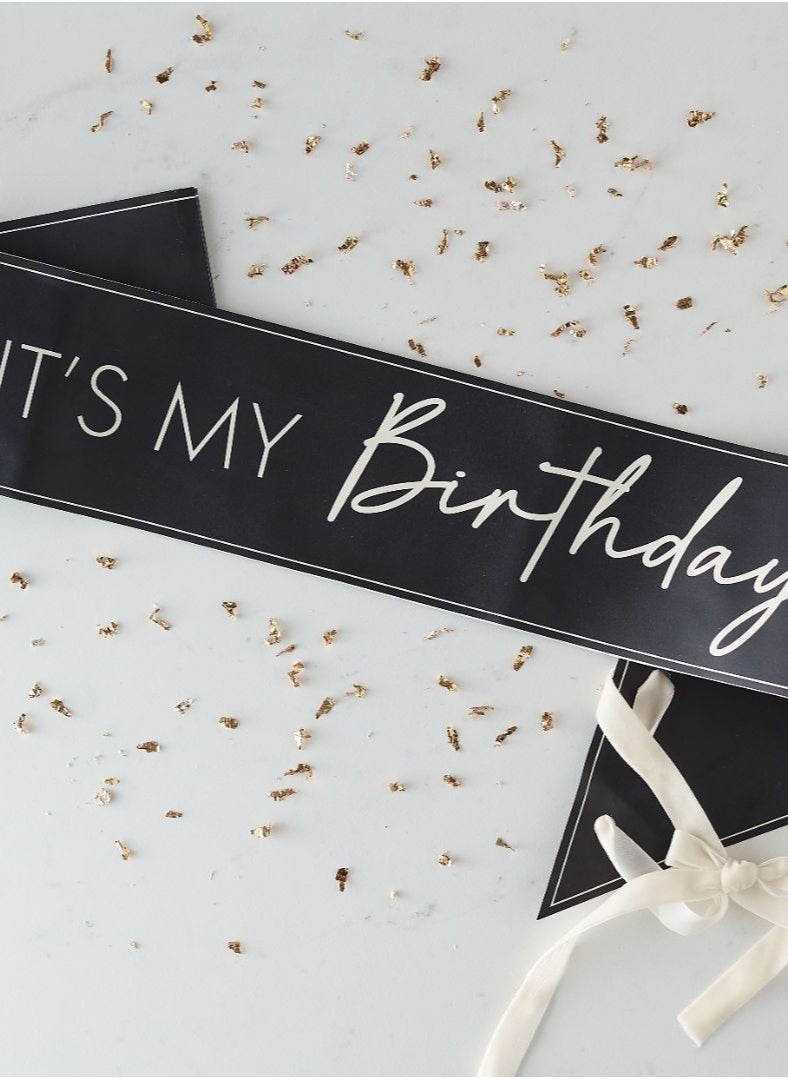 Ginger Ray - Black And Nude Its My Birthday Sash - Image 1