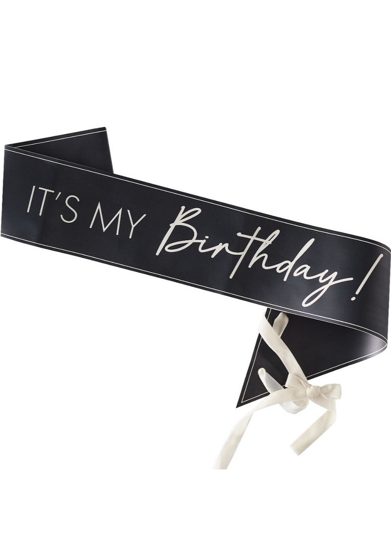 Ginger Ray - Black And Nude Its My Birthday Sash - Image 1