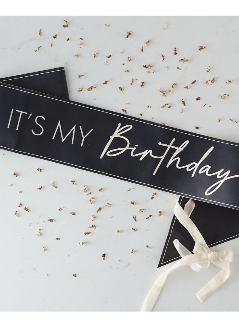 Ginger Ray - Black And Nude Its My Birthday Sash - Image 1