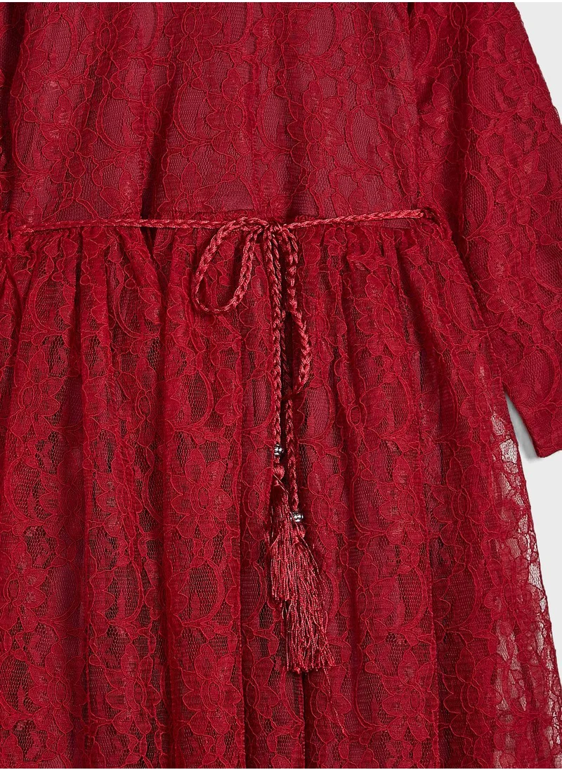 Little Golden Apple Little Lace Detailed Dress