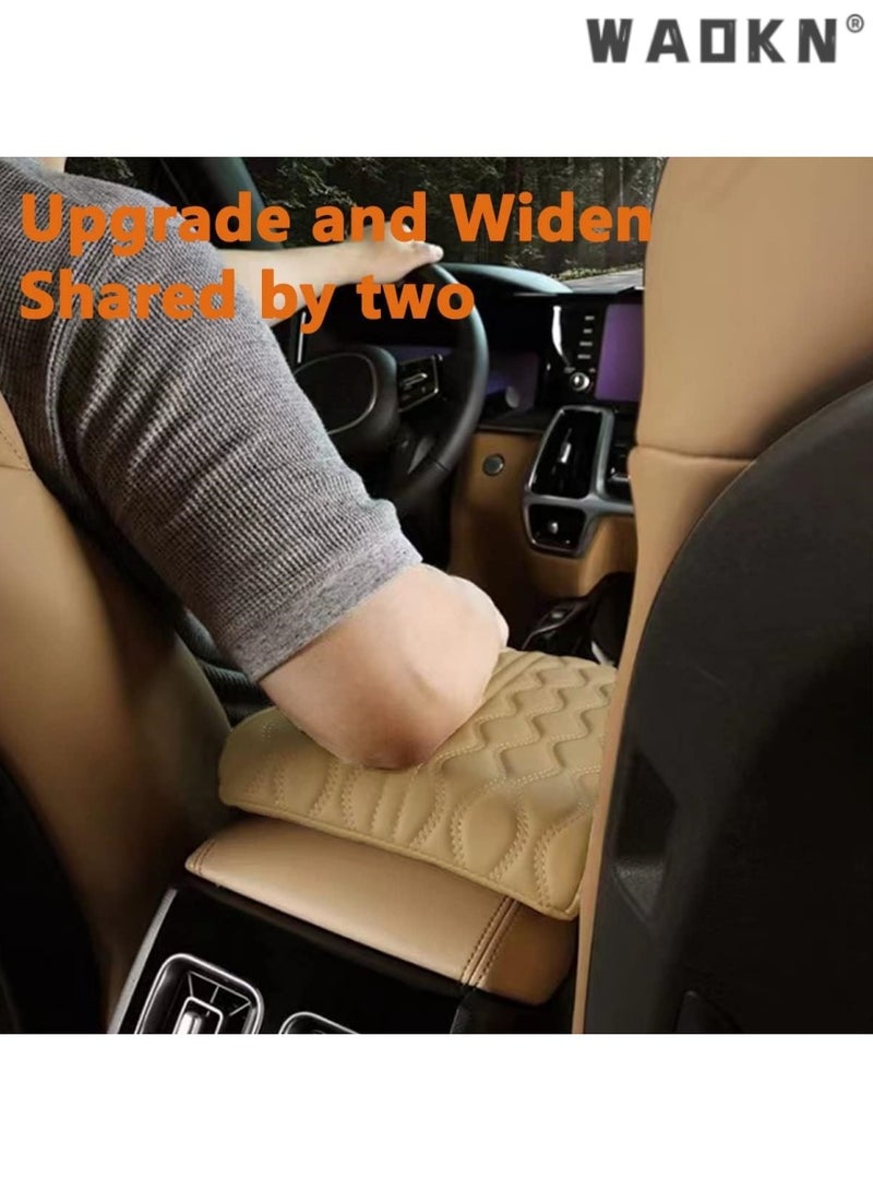 WAOKN Car Center Console Cover, Memory Foam Car Armrest Cushion, Auto Arm Rest Pad, Leather Arm Rest Covering Car, Hand Rest Pillow for SUV/Truck/Vehicle, Enhanced Comfort, Durable Materia (Beige) - Image 5