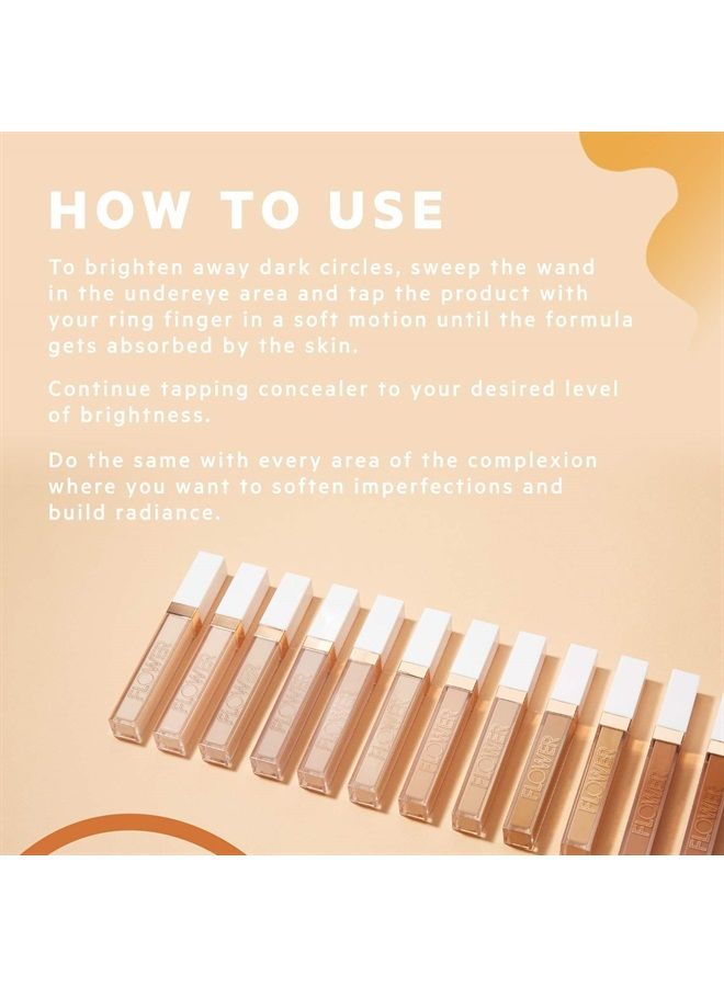 Flower Beauty Light Illusion Full Coverage Concealer-Diffuse Dark Under Eye Circles, Weightless Formula Crease Proof Makeup, Deep, 0.2 Ounce - Image 3