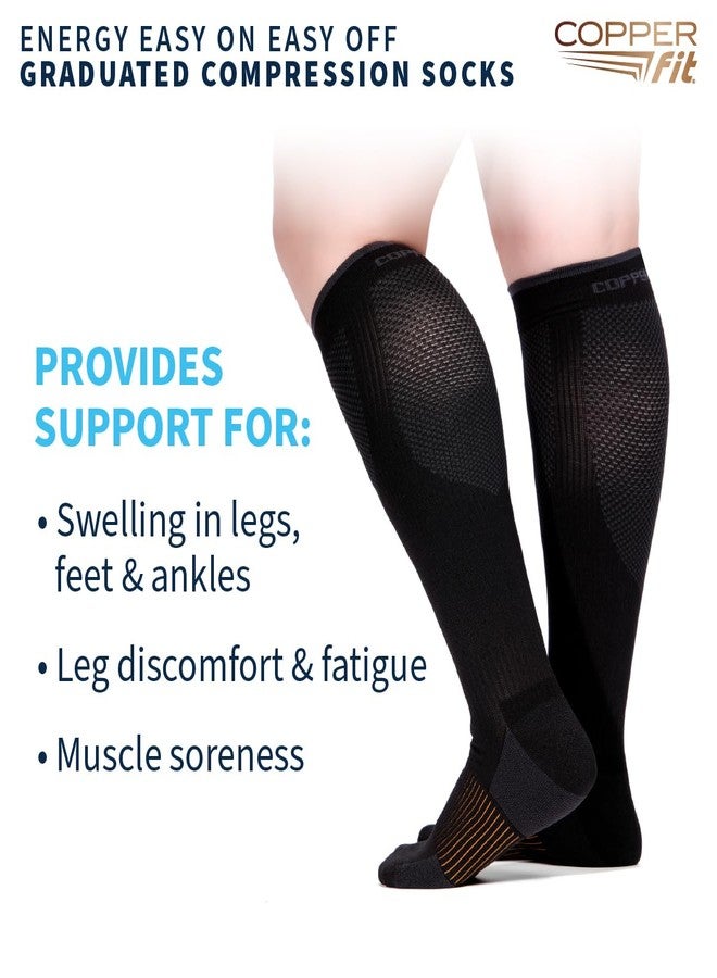 Copper Fit Energy Graduated Wide Calf Compression Socks for Men & Women - Easy On, Easy Off, For Circulation & Swelling Relief - Ideal for Travel, Nurses, Running, & Recovery (3 Pair S/M Black) - Image 2